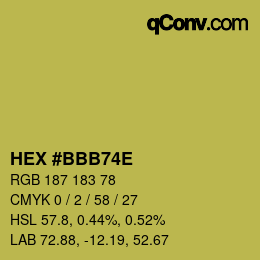 Color code: HEX #BBB74E | qconv.com