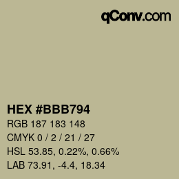 Color code: HEX #BBB794 | qconv.com