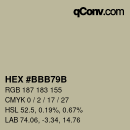 颜色代码: HEX #BBB79B | qconv.com
