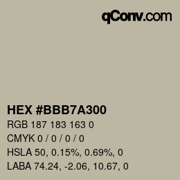 カラーコード: HEX #BBB7A300 | qconv.com