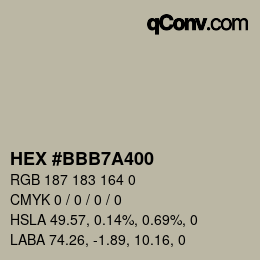 カラーコード: HEX #BBB7A400 | qconv.com