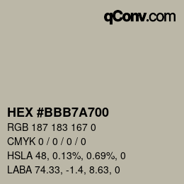 Color code: HEX #BBB7A700 | qconv.com