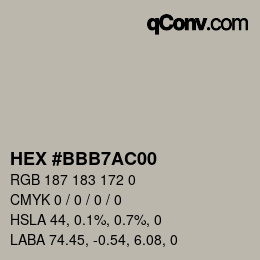 Color code: HEX #BBB7AC00 | qconv.com