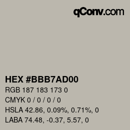 Color code: HEX #BBB7AD00 | qconv.com