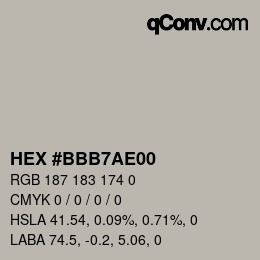 Color code: HEX #BBB7AE00 | qconv.com