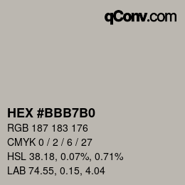 Color code: HEX #BBB7B0 | qconv.com