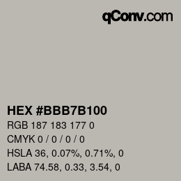 Color code: HEX #BBB7B100 | qconv.com