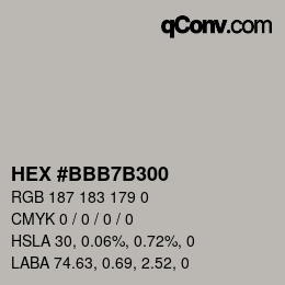 Code couleur: HEX #BBB7B300 | qconv.com