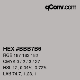 Color code: HEX #BBB7B6 | qconv.com