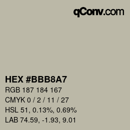 Color code: HEX #BBB8A7 | qconv.com