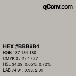 カラーコード: HEX #BBB8B4 | qconv.com