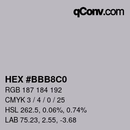 カラーコード: HEX #BBB8C0 | qconv.com