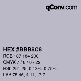 Color code: HEX #BBB8C8 | qconv.com