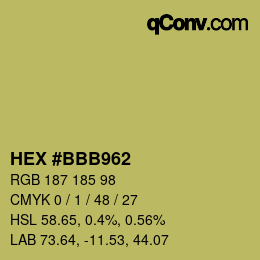 Código de color: HEX #BBB962 | qconv.com
