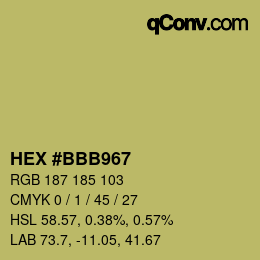 颜色代码: HEX #BBB967 | qconv.com