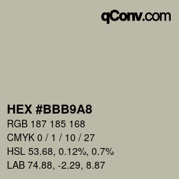 Color code: HEX #BBB9A8 | qconv.com