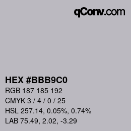 Color code: HEX #BBB9C0 | qconv.com