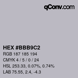 Color code: HEX #BBB9C2 | qconv.com