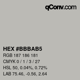 Color code: HEX #BBBAB5 | qconv.com