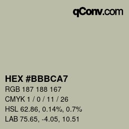 Color code: HEX #BBBCA7 | qconv.com