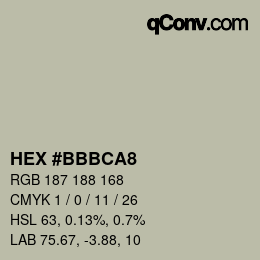 Color code: HEX #BBBCA8 | qconv.com