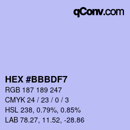 Código de color: HEX #BBBDF7 | qconv.com