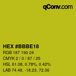 Farbcode: HEX #BBBE18 | qconv.com