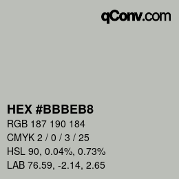 Farbcode: HEX #BBBEB8 | qconv.com