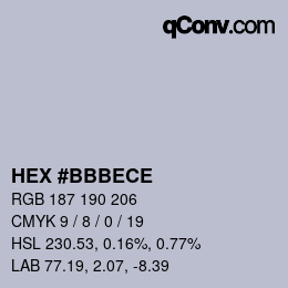 Color code: HEX #BBBECE | qconv.com