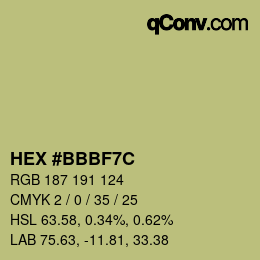 カラーコード: HEX #BBBF7C | qconv.com