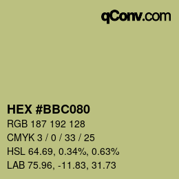Color code: HEX #BBC080 | qconv.com