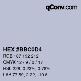 颜色代码: HEX #BBC0D4 | qconv.com
