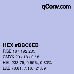 Color code: HEX #BBC0EB | qconv.com