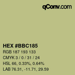 Farbcode: HEX #BBC185 | qconv.com