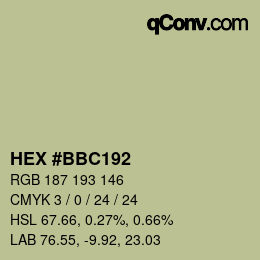 颜色代码: HEX #BBC192 | qconv.com