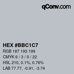 Color code: HEX #BBC1C7 | qconv.com