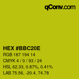 Color code: HEX #BBC20E | qconv.com