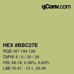 Color code: HEX #BBC27E | qconv.com