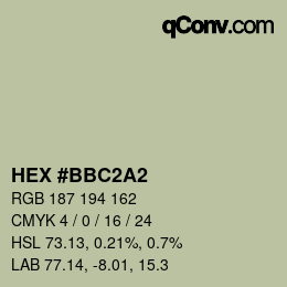 颜色代码: HEX #BBC2A2 | qconv.com