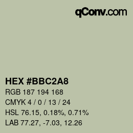 カラーコード: HEX #BBC2A8 | qconv.com