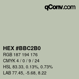 カラーコード: HEX #BBC2B0 | qconv.com