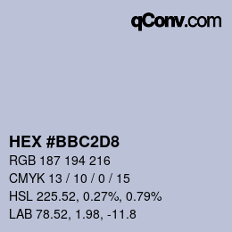 颜色代码: HEX #BBC2D8 | qconv.com