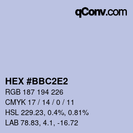 颜色代码: HEX #BBC2E2 | qconv.com