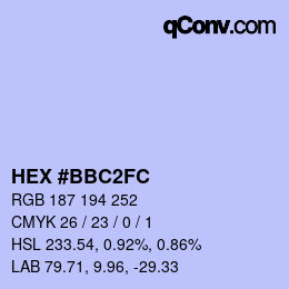 颜色代码: HEX #BBC2FC | qconv.com