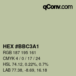颜色代码: HEX #BBC3A1 | qconv.com