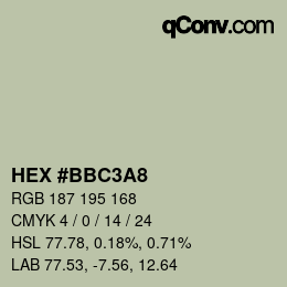 颜色代码: HEX #BBC3A8 | qconv.com