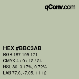 Color code: HEX #BBC3AB | qconv.com
