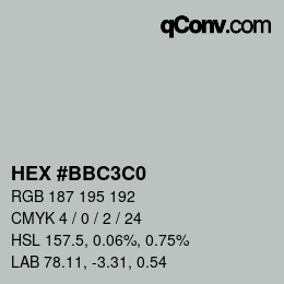 Color code: HEX #BBC3C0 | qconv.com