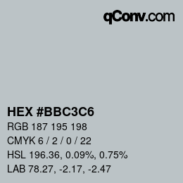 Color code: HEX #BBC3C6 | qconv.com