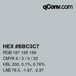 カラーコード: HEX #BBC3C7 | qconv.com